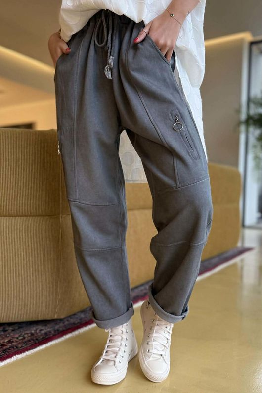 Anine Soft Touch Zip Jogger Washed Grey